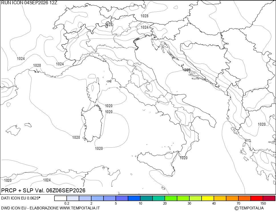 mappa Precipitazioni e pressione SLM