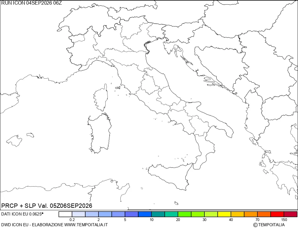 mappa Precipitazioni e pressione SLM
