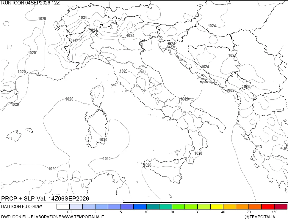 mappa Precipitazioni e pressione SLM