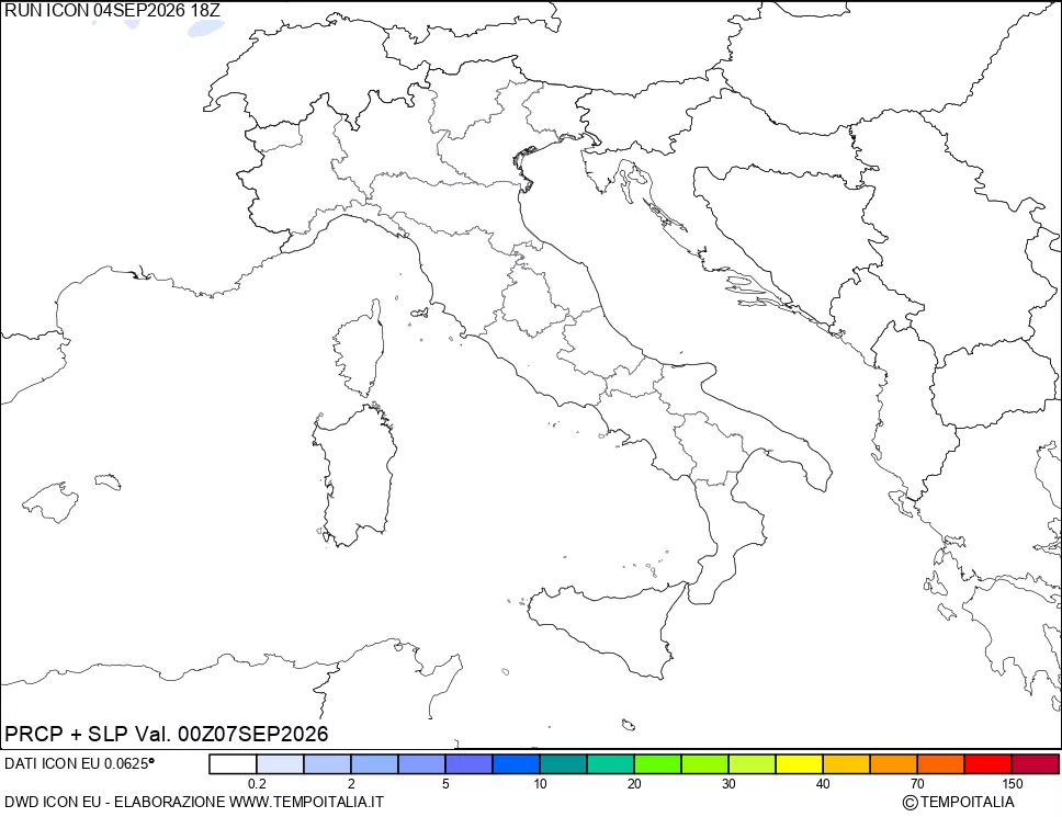 mappa Precipitazioni e pressione SLM