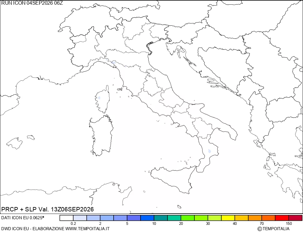 mappa Precipitazioni e pressione SLM