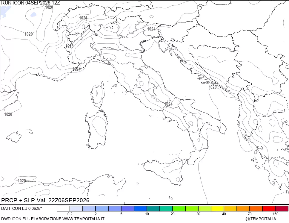 mappa Precipitazioni e pressione SLM