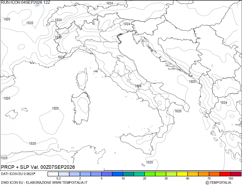 mappa Precipitazioni e pressione SLM