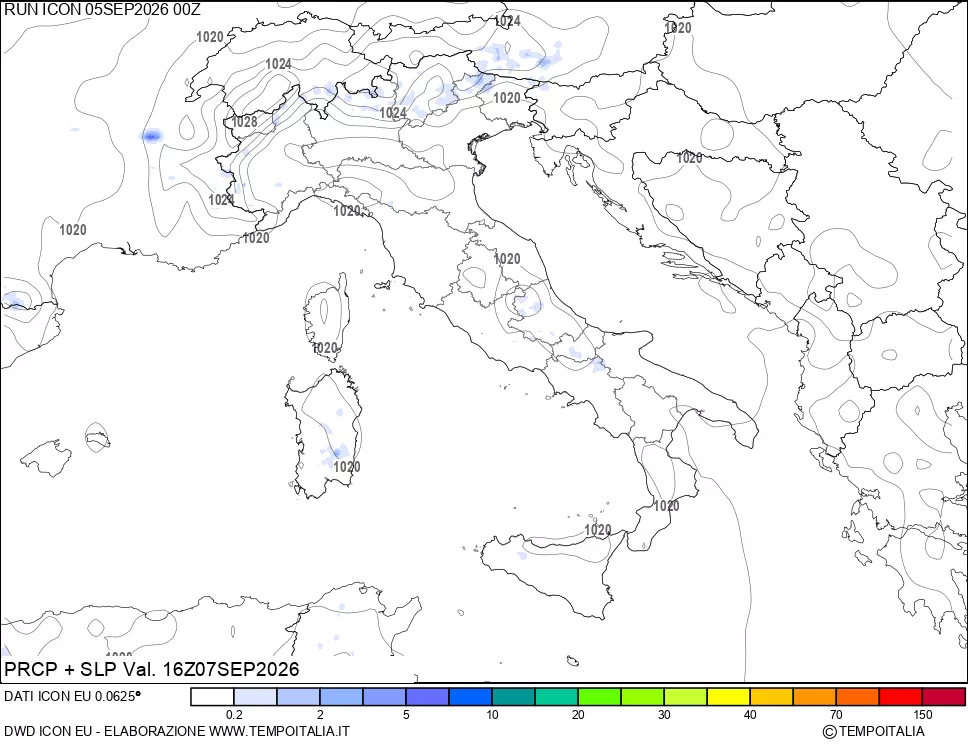 mappa Precipitazioni e pressione SLM
