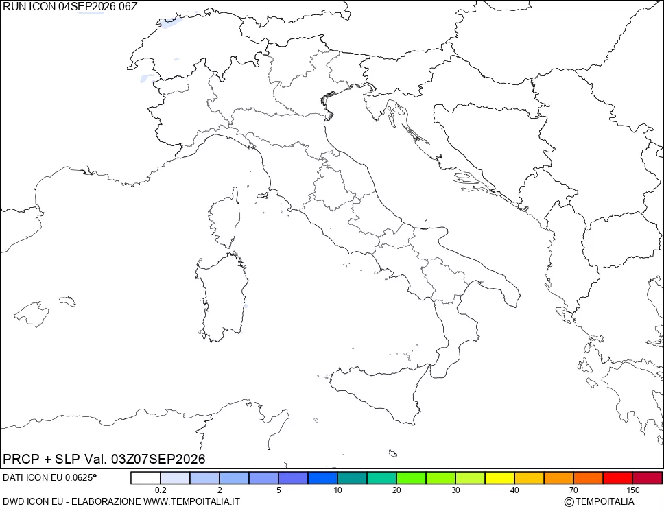 mappa Precipitazioni e pressione SLM