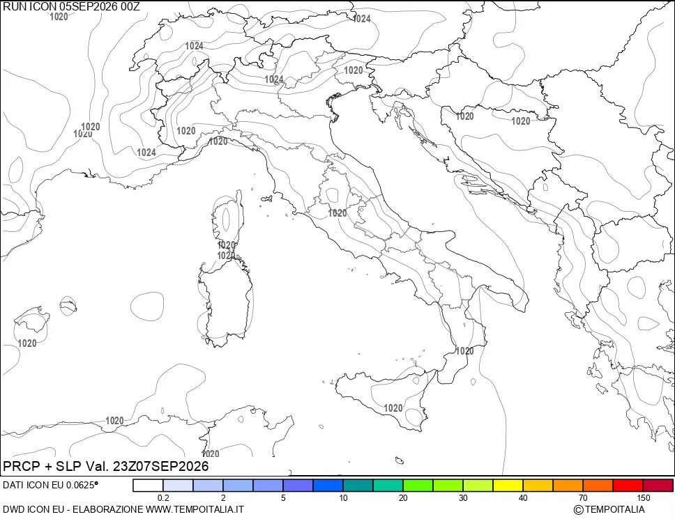 mappa Precipitazioni e pressione SLM