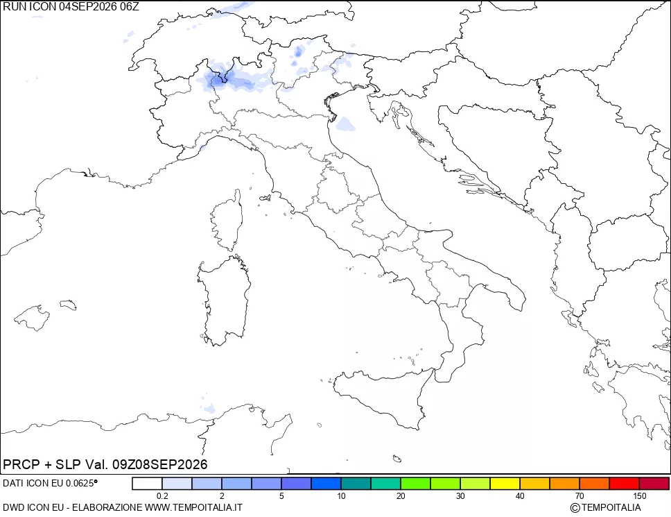 mappa Precipitazioni e pressione SLM