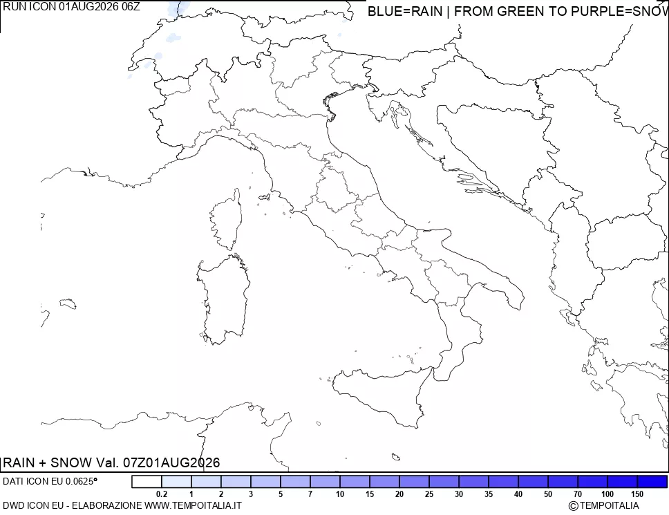 mappa Precipitazioni totali e nevose