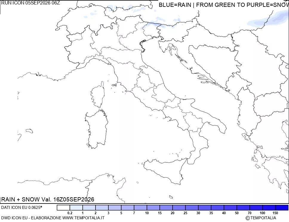 mappa Precipitazioni totali e nevose