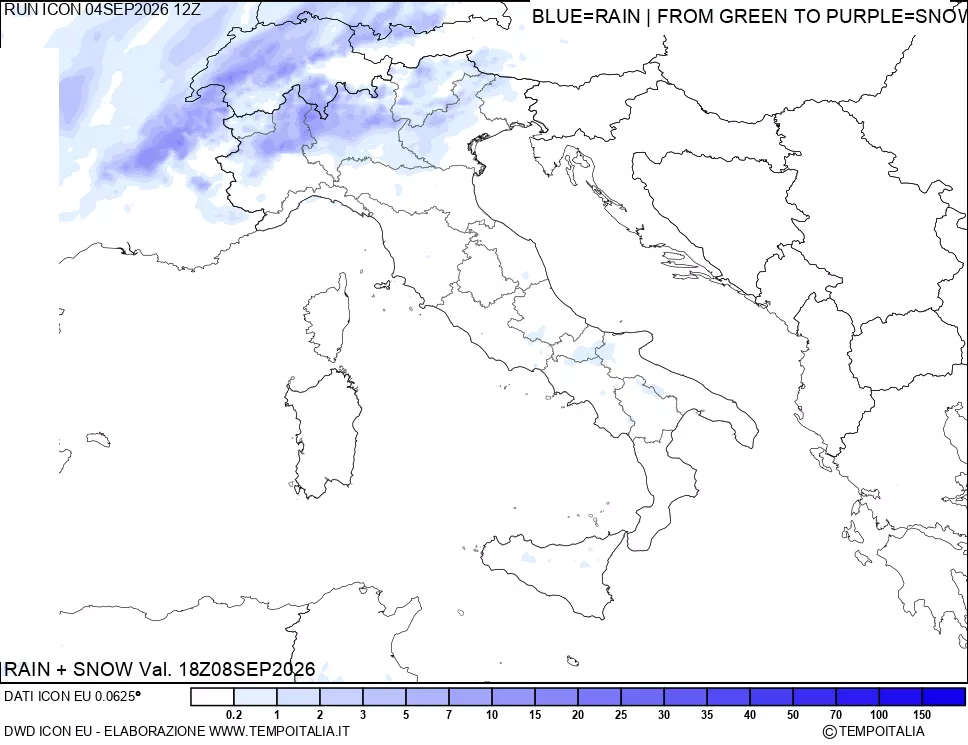 mappa Precipitazioni totali e nevose