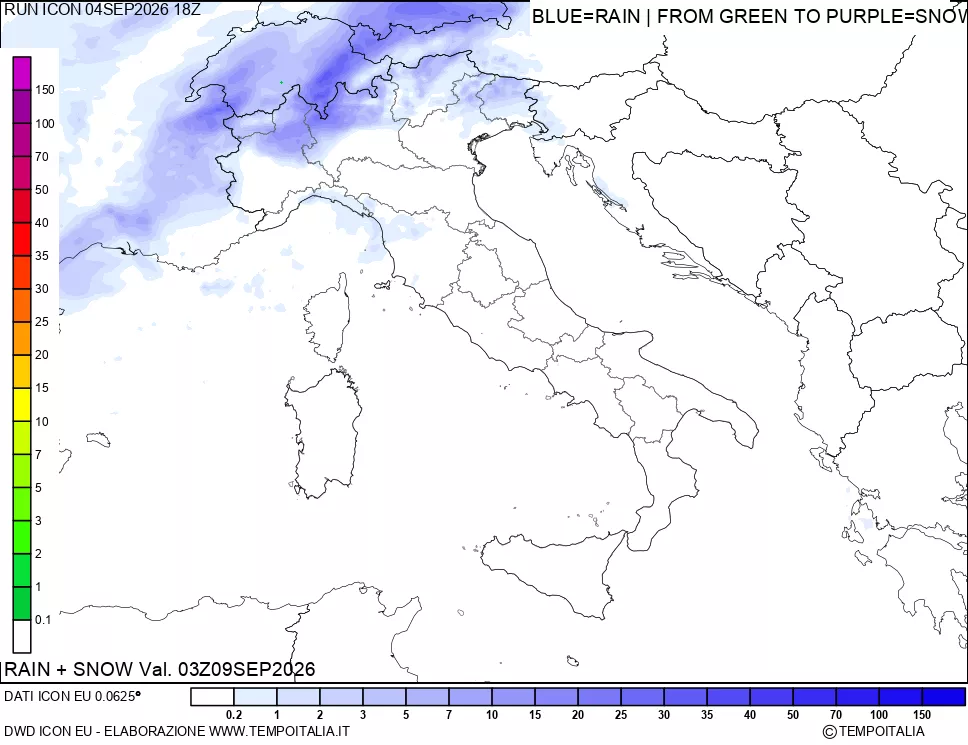 mappa Precipitazioni totali e nevose