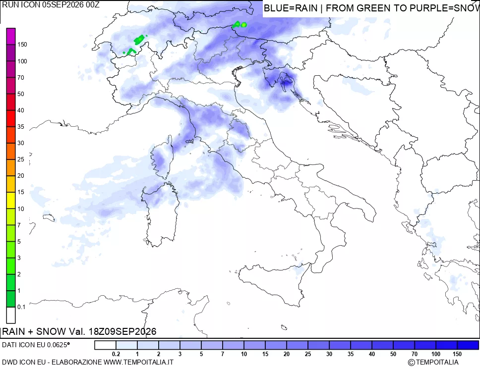 mappa Precipitazioni totali e nevose