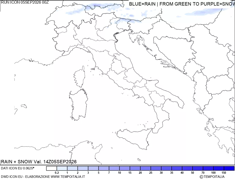mappa Precipitazioni totali e nevose
