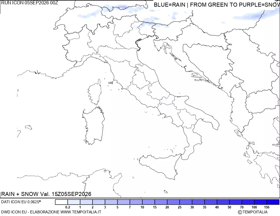 mappa Precipitazioni totali e nevose