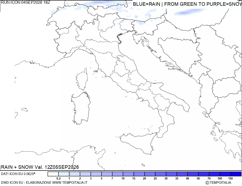 mappa Precipitazioni totali e nevose