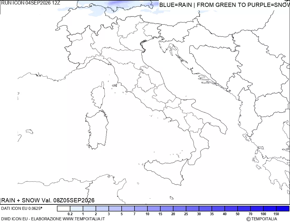 mappa Precipitazioni totali e nevose