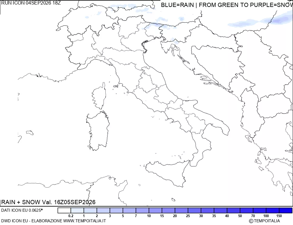 mappa Precipitazioni totali e nevose