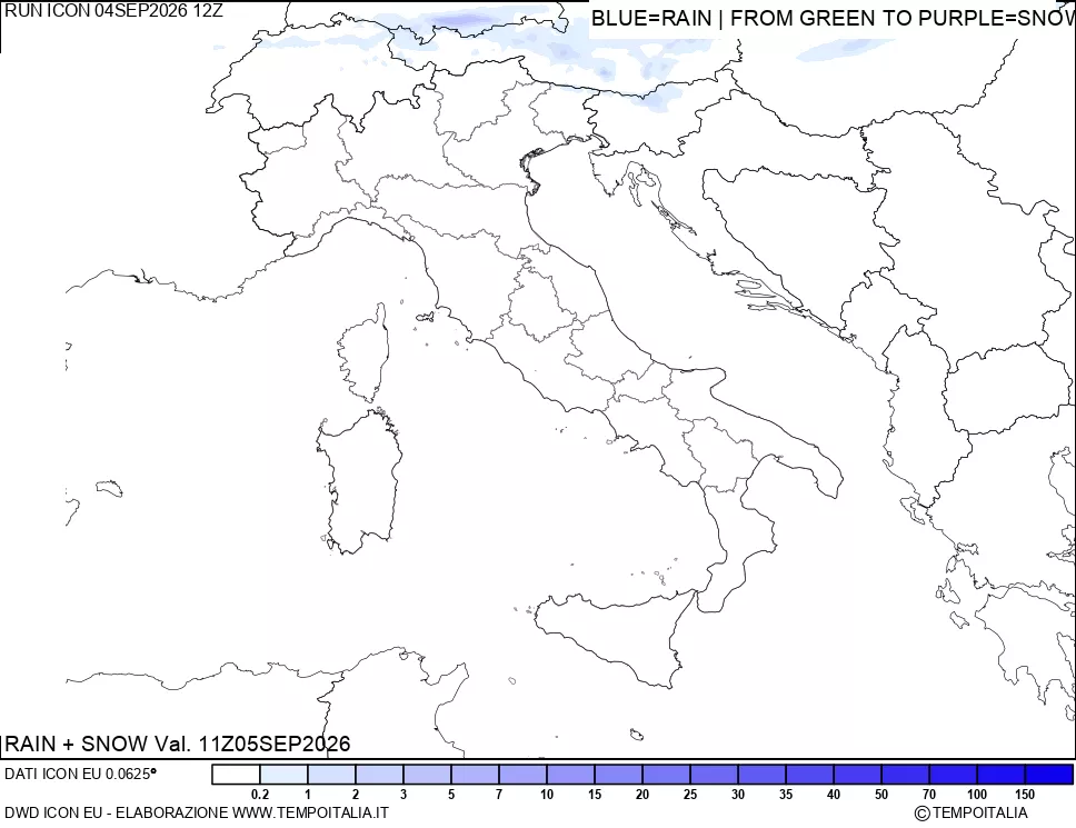 mappa Precipitazioni totali e nevose