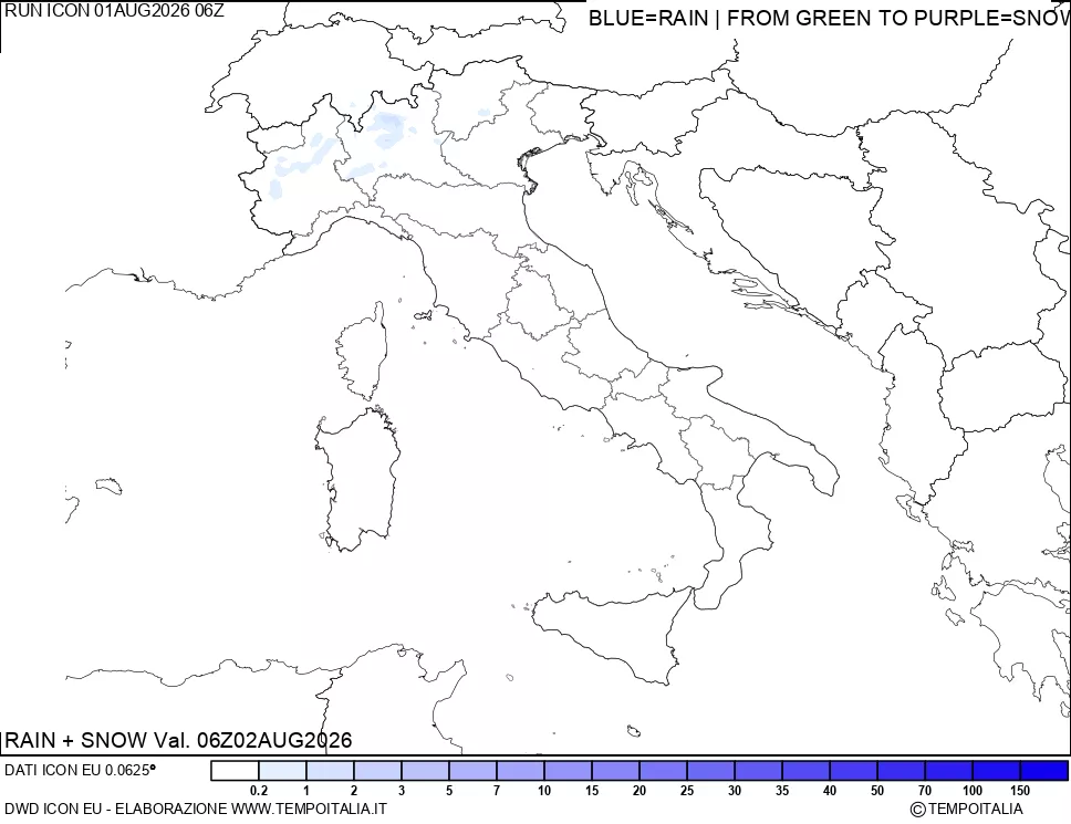 mappa Precipitazioni totali e nevose