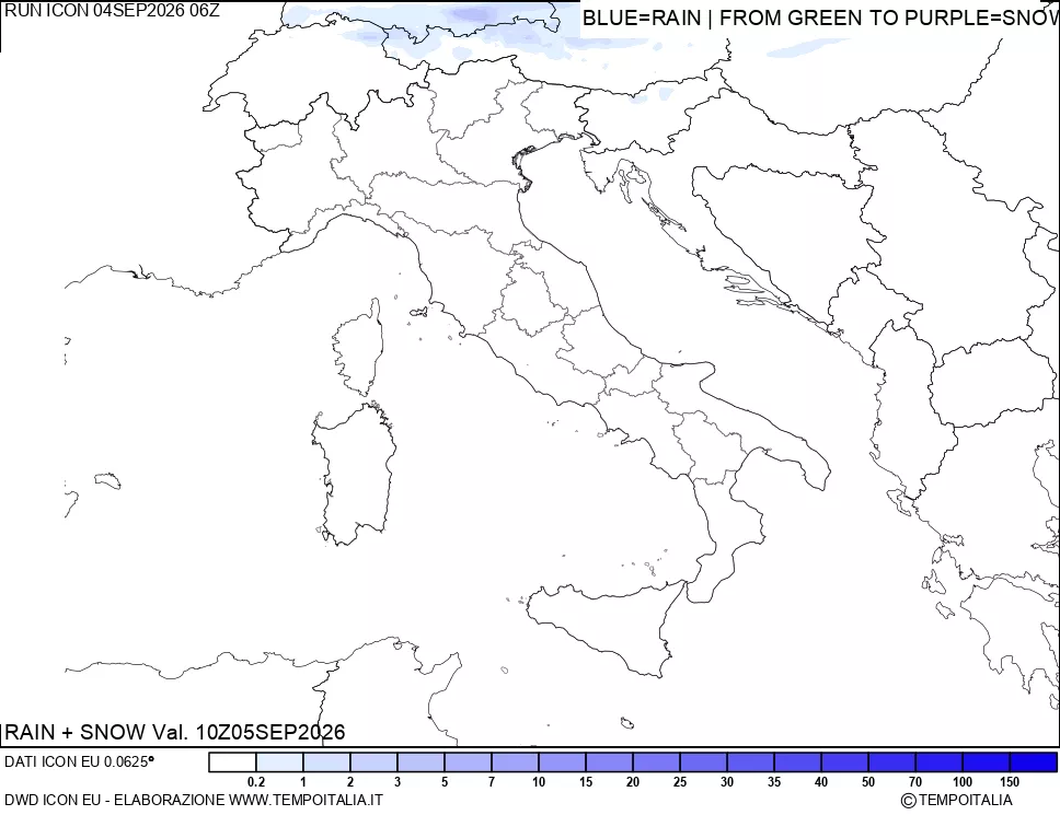 mappa Precipitazioni totali e nevose