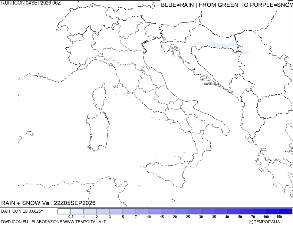 mappa Precipitazioni totali e nevose