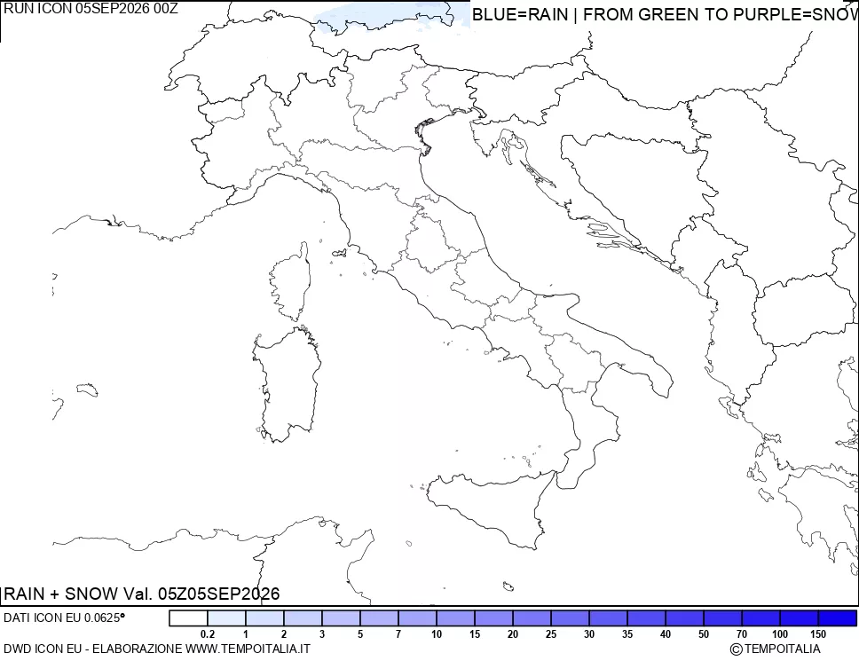 mappa Precipitazioni totali e nevose