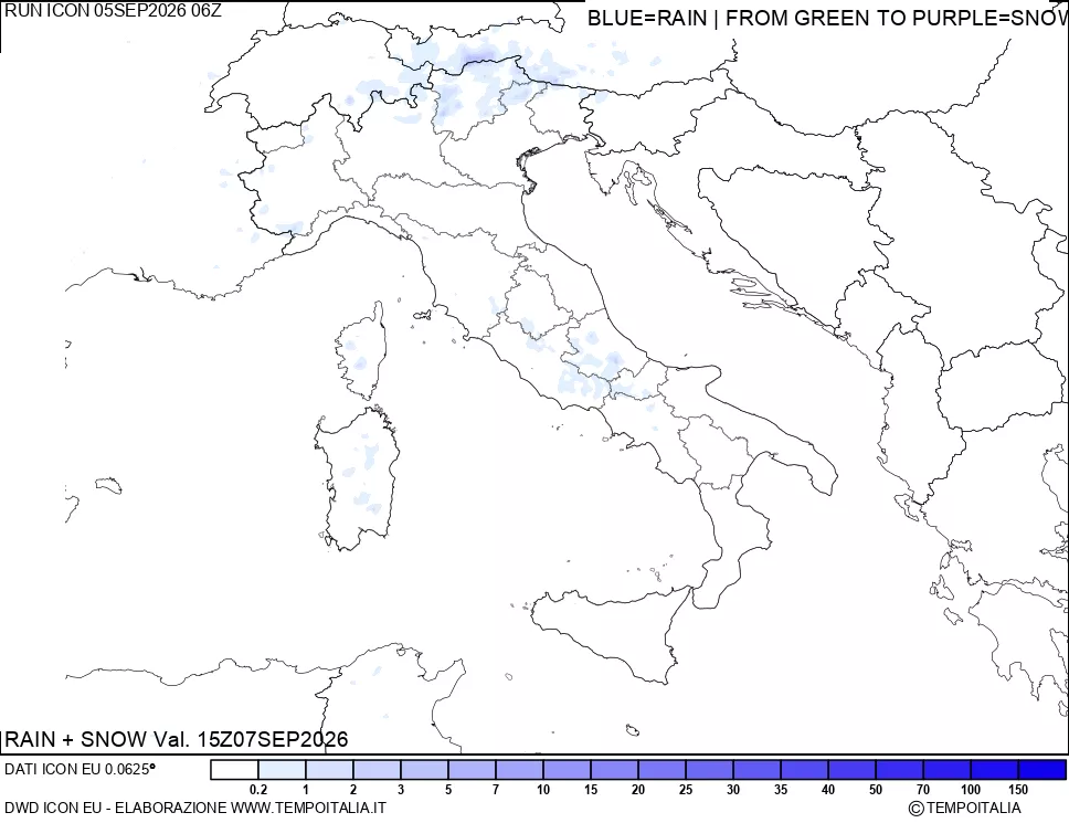 mappa Precipitazioni totali e nevose