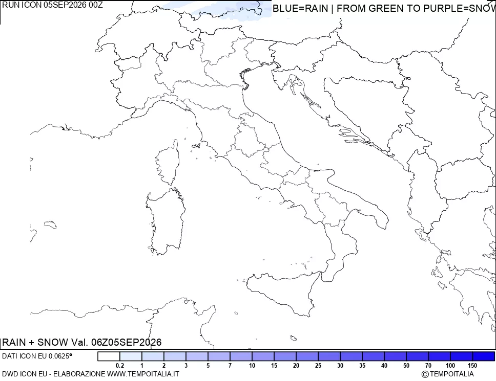 mappa Precipitazioni totali e nevose
