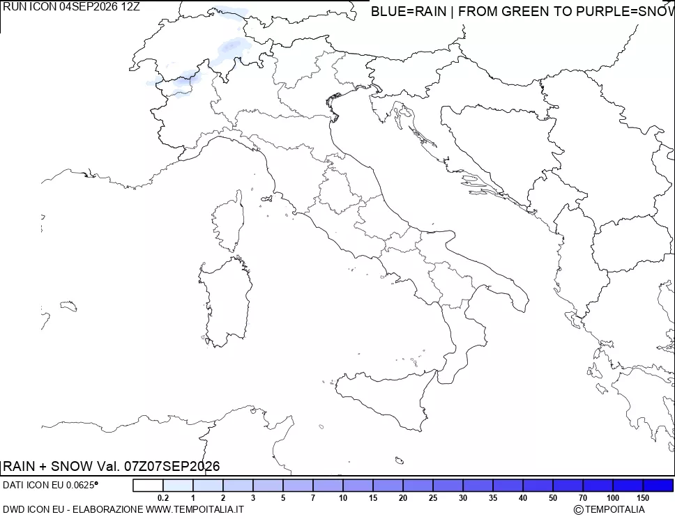 mappa Precipitazioni totali e nevose