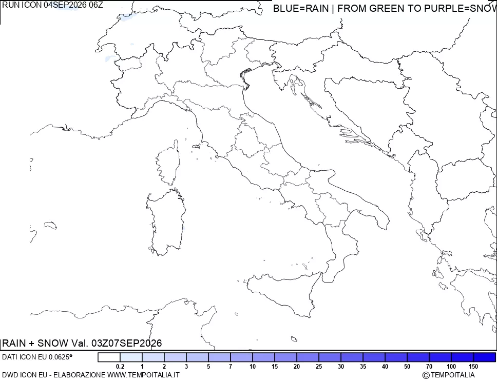 mappa Precipitazioni totali e nevose