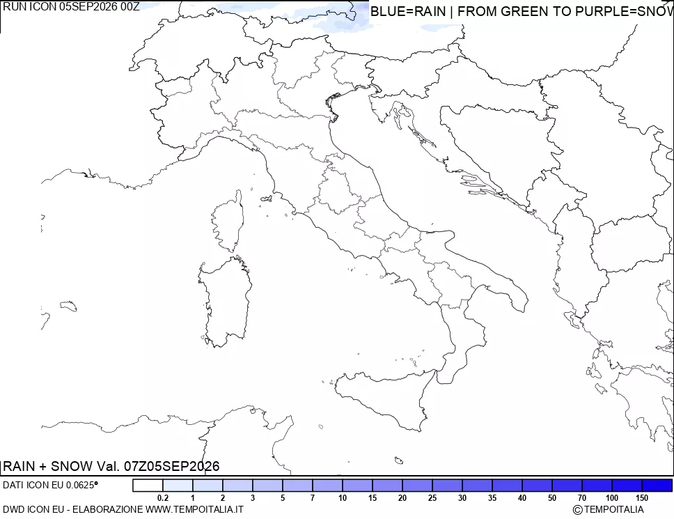 mappa Precipitazioni totali e nevose