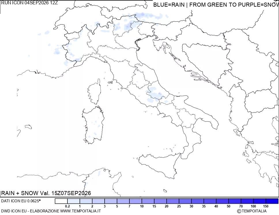 mappa Precipitazioni totali e nevose