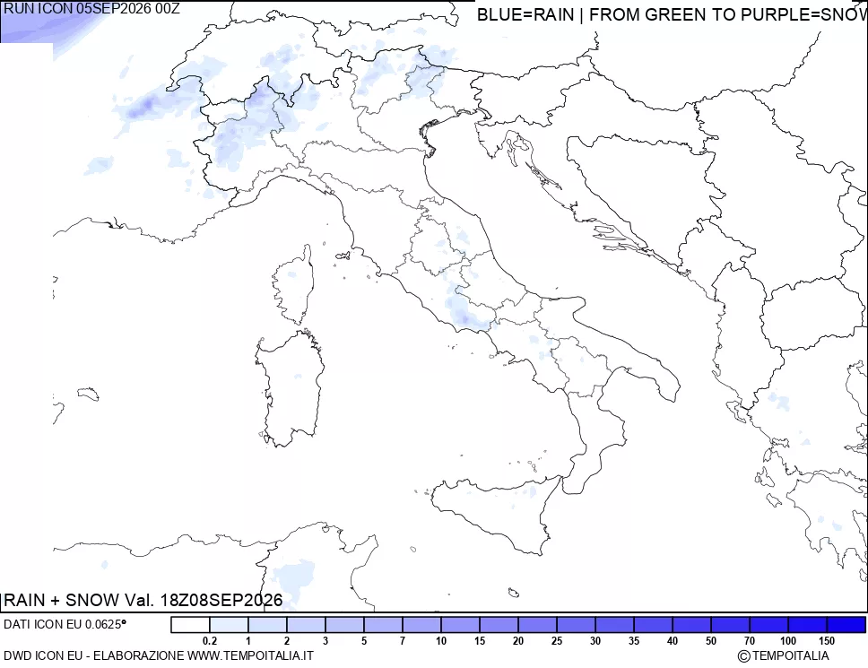 mappa Precipitazioni totali e nevose