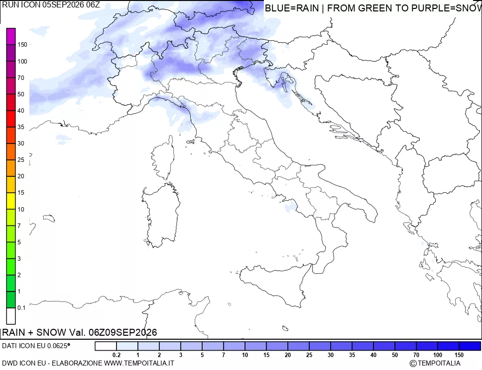 mappa Precipitazioni totali e nevose