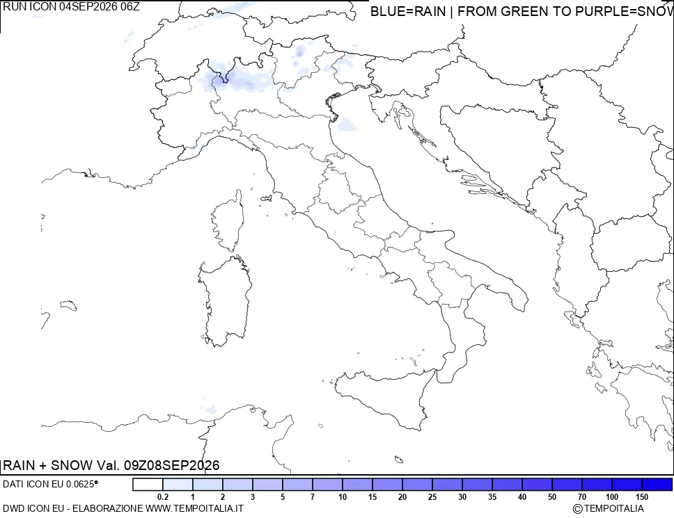 mappa Precipitazioni totali e nevose