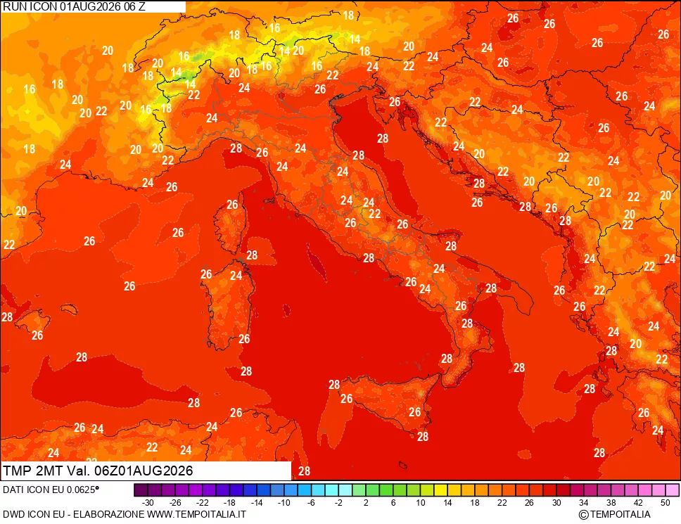 mappa Temp 2 metri