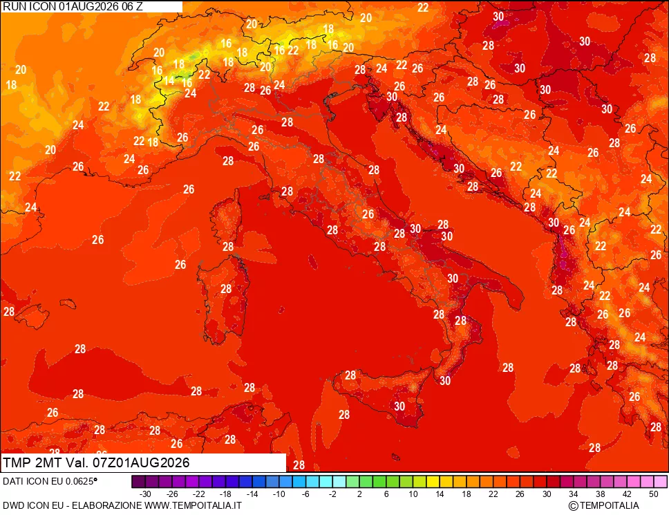 mappa Temp 2 metri