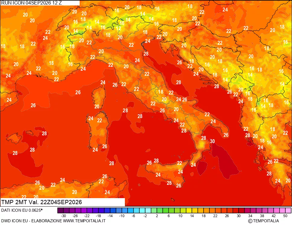 mappa Temp 2 metri