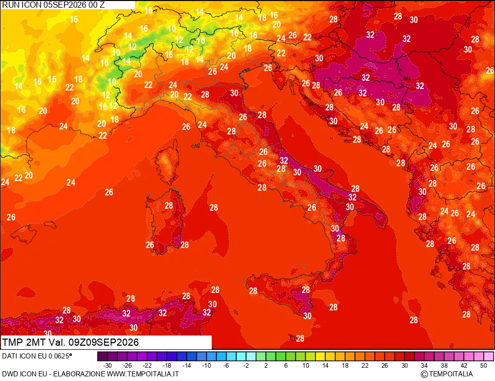mappa Temp 2 metri