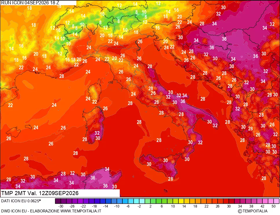 mappa Temp 2 metri