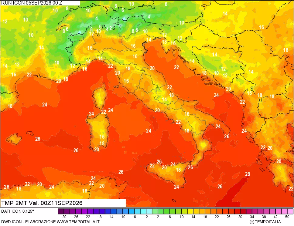 mappa Temp 2 metri