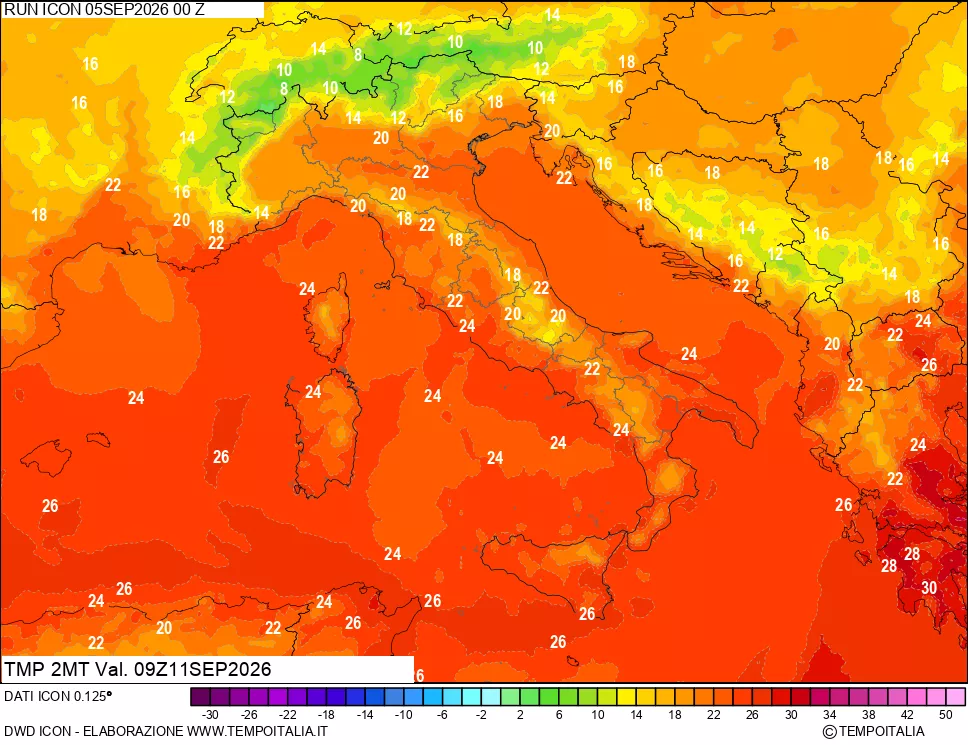 mappa Temp 2 metri