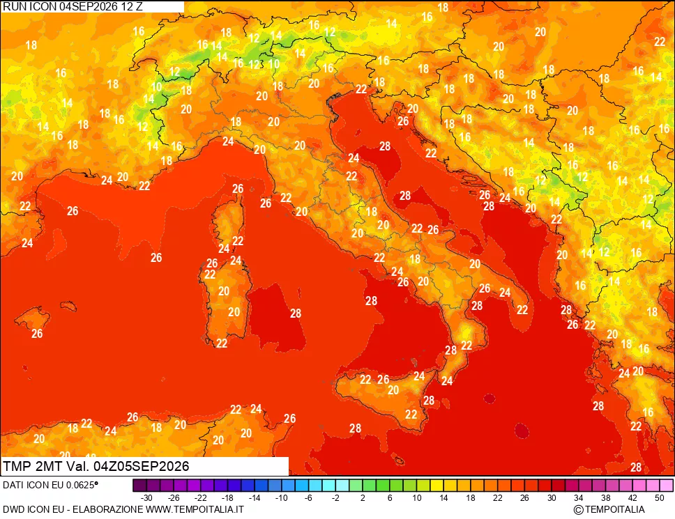 mappa Temp 2 metri