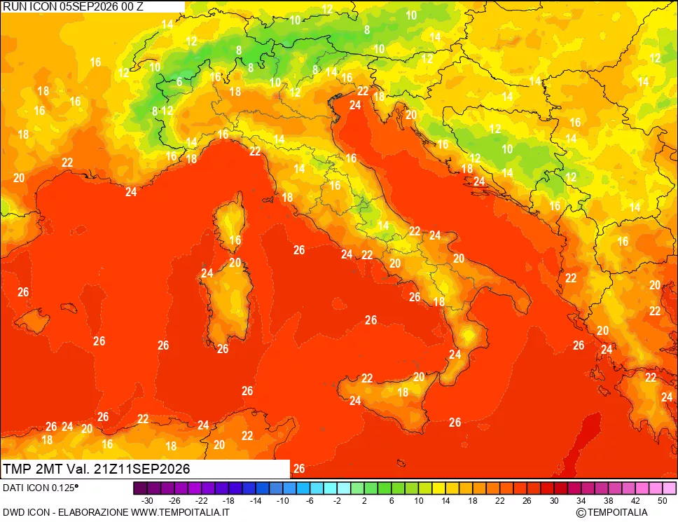 mappa Temp 2 metri
