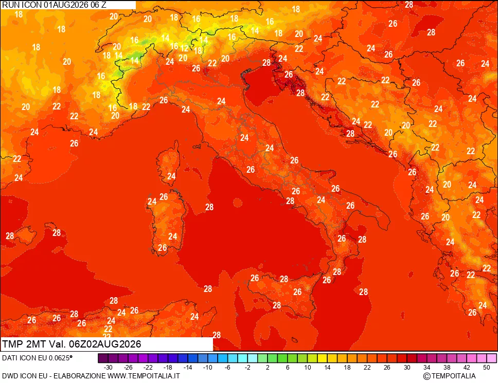 mappa Temp 2 metri