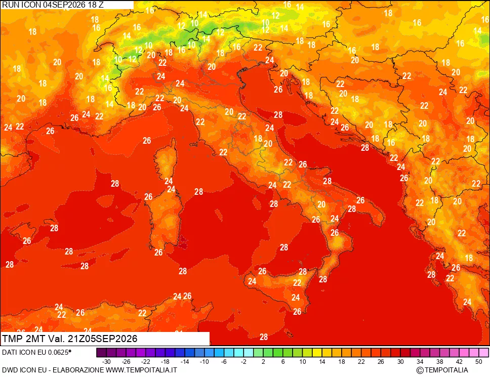 mappa Temp 2 metri