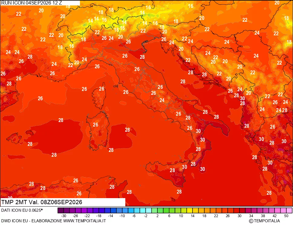 mappa Temp 2 metri