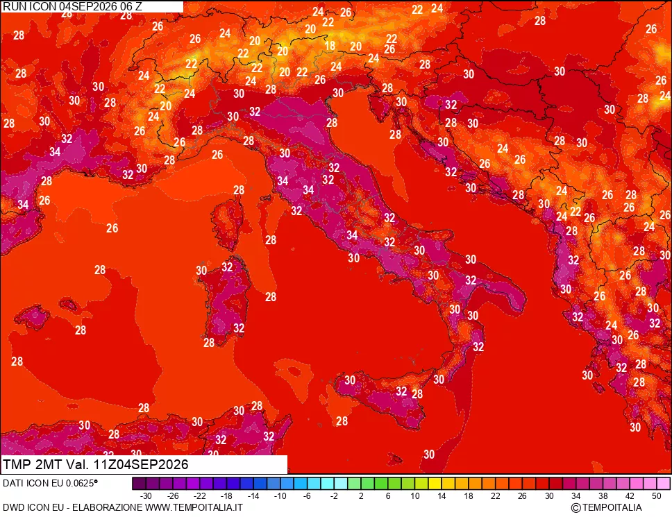 mappa Temp 2 metri