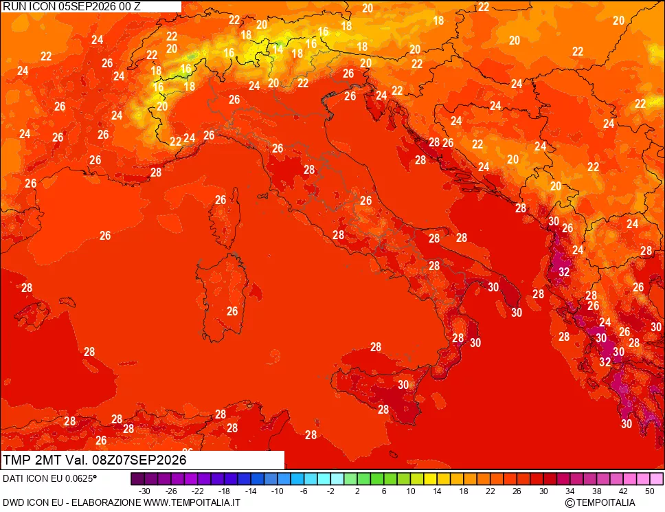 mappa Temp 2 metri