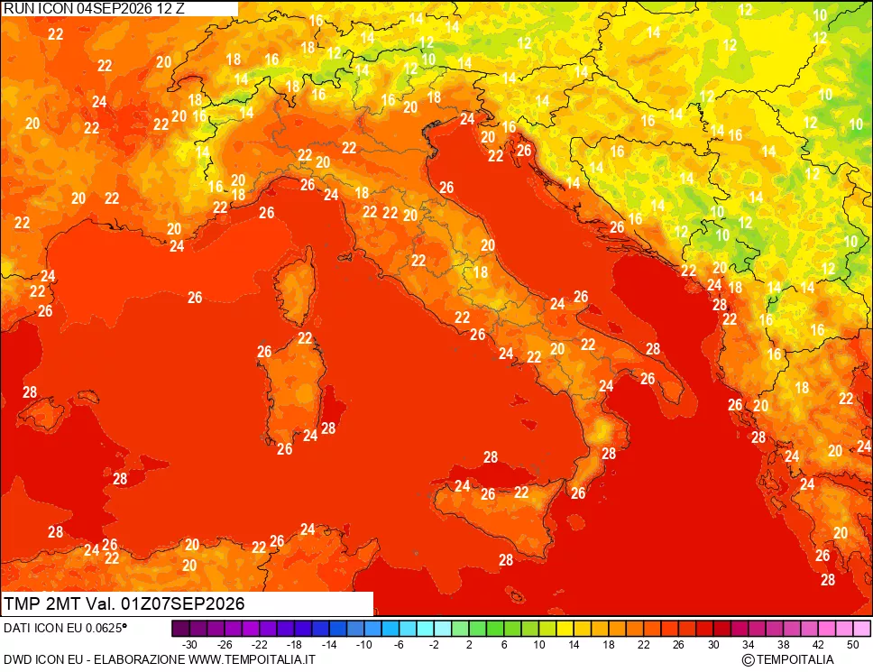 mappa Temp 2 metri